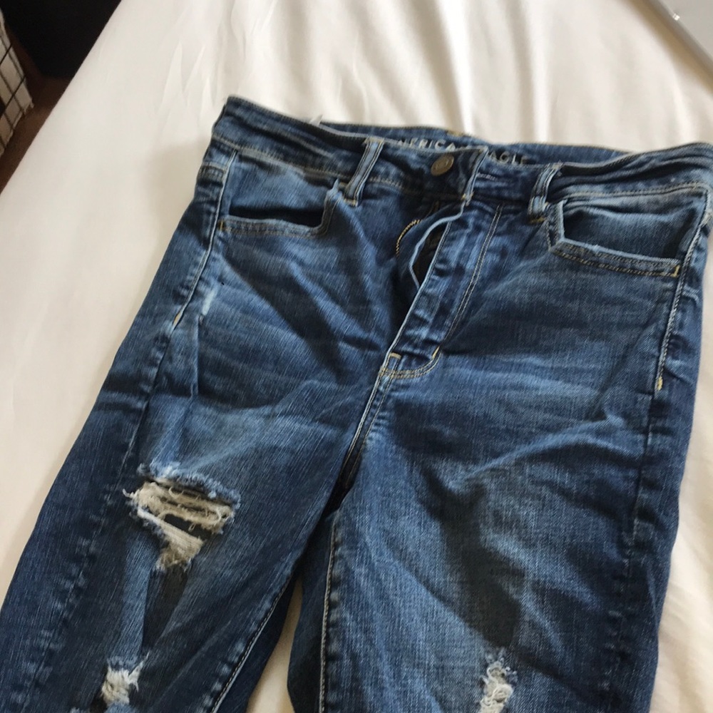 high risk distressed skinny jeans american eagle